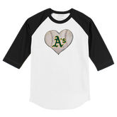 Oakland Athletics Stitched Heart 3/4 Black Sleeve Raglan - Tiny Turnip