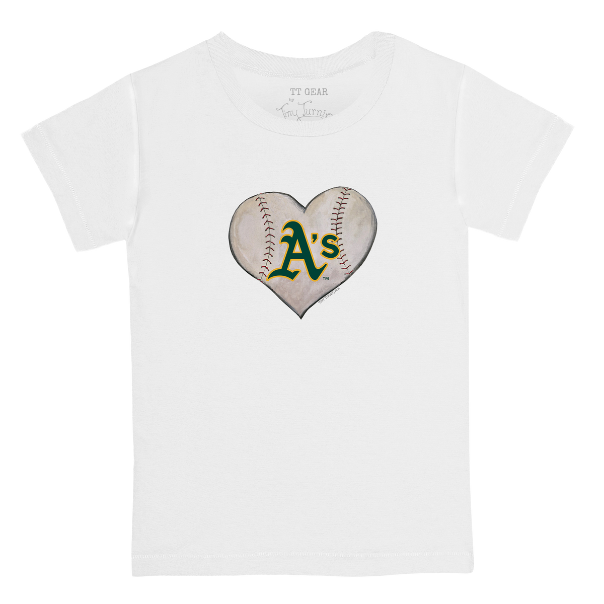 Oakland Athletics Stitched Heart Kid's Tee Shirt - Tiny Turnip