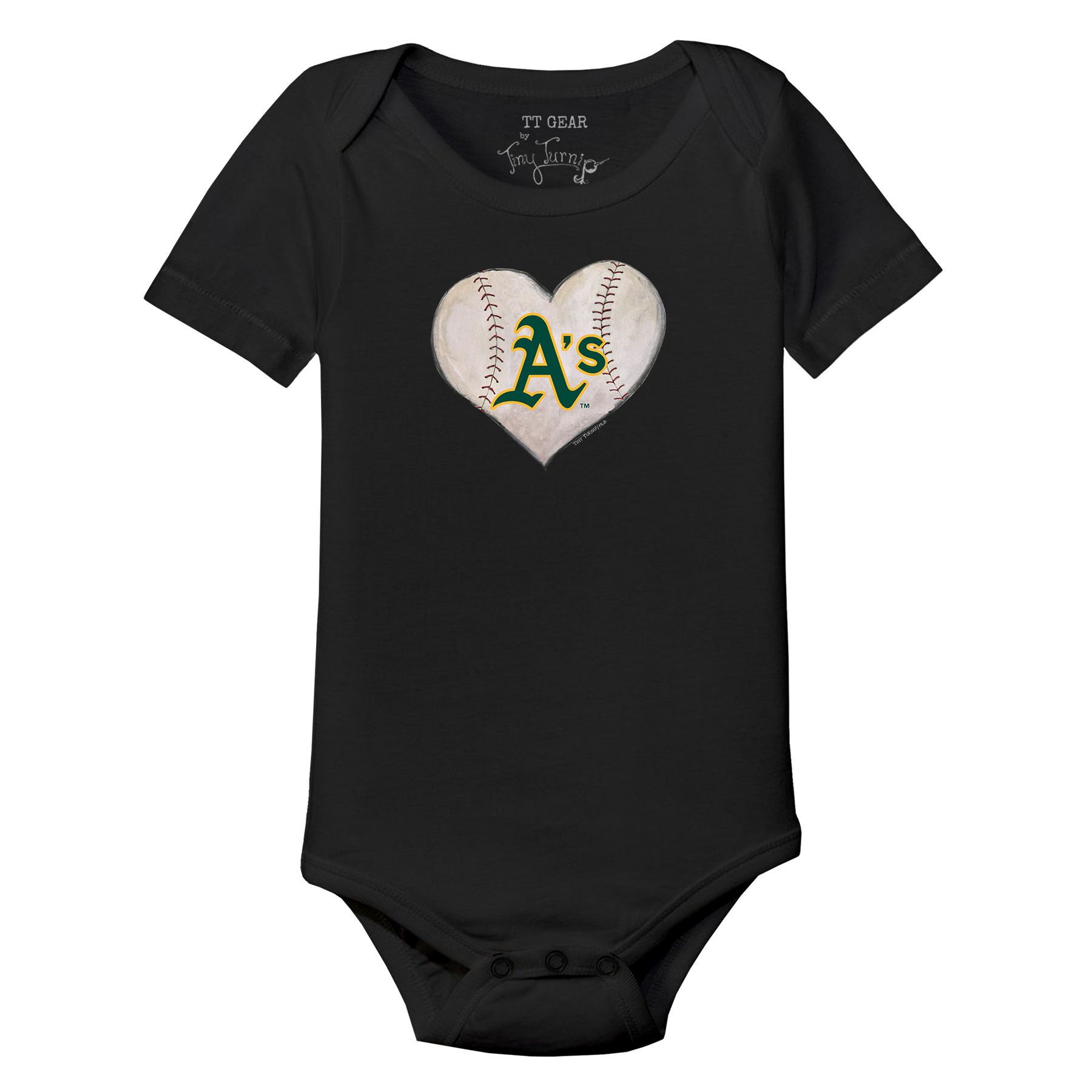 Oakland Athletics Stitched Heart Short Sleeve Snapper - Tiny Turnip