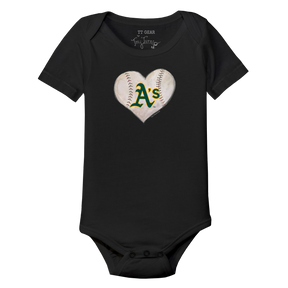 Oakland Athletics Stitched Heart Short Sleeve Snapper - Tiny Turnip