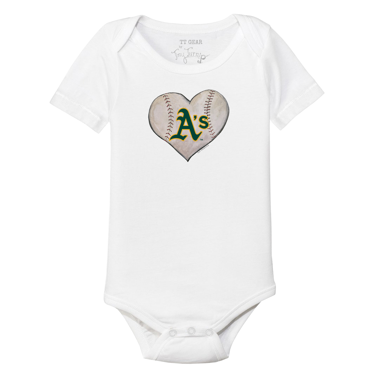 Oakland Athletics Stitched Heart Short Sleeve Snapper - Tiny Turnip