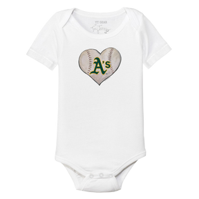 Oakland Athletics Stitched Heart Short Sleeve Snapper - Tiny Turnip
