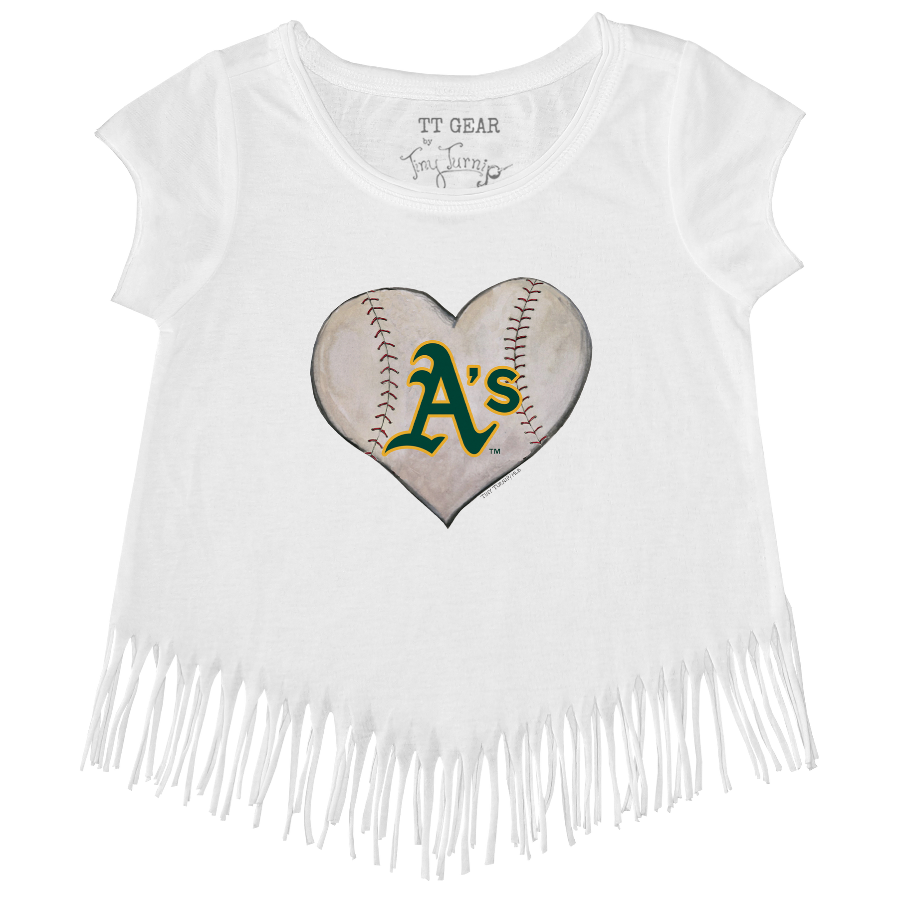 Oakland Athletics Stitched Heart Fringe Tee - Tiny Turnip