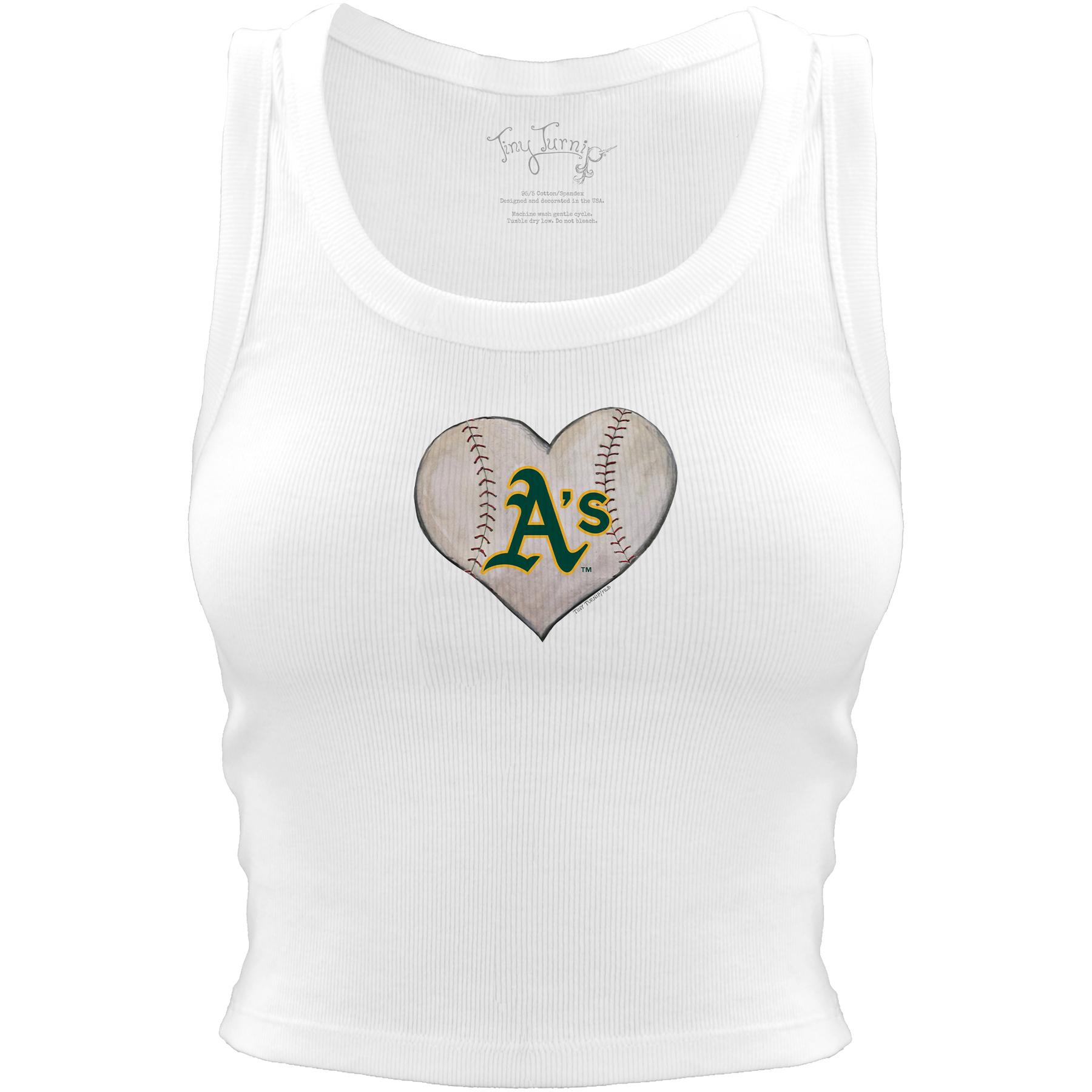 Oakland Athletics Baseball Heart Crop Tank - Tiny Turnip