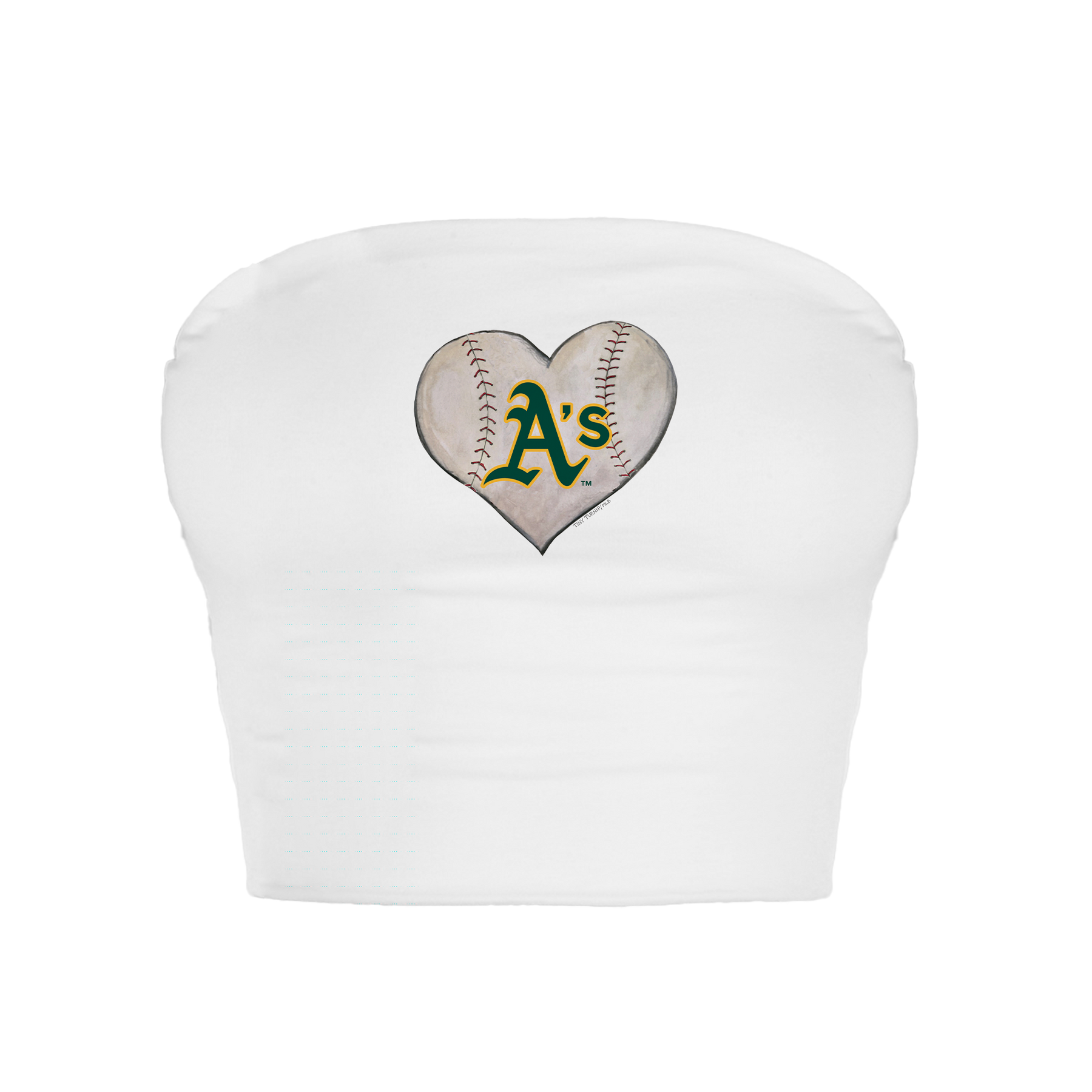 Oakland Athletics Stitched Heart Crop Tube Top - Tiny Turnip