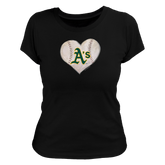 Oakland Athletics Stitched Heart Women's Tee Shirt - Tiny Turnip