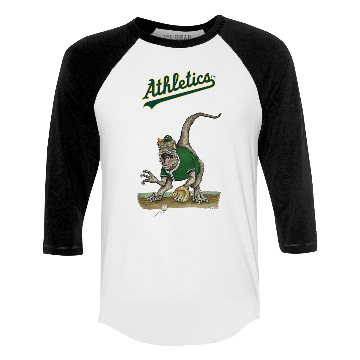 Oakland Athletics Velociraptor 3/4 Black Sleeve Raglan