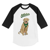 Oakland Athletics Yellow Labrador Retriever 3/4 Black Sleeve Raglan