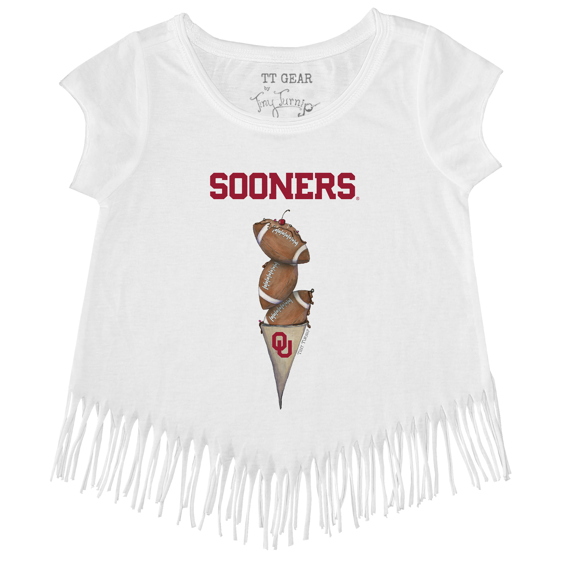 Oklahoma Sooners Football Triple Scoop Fringe Tee