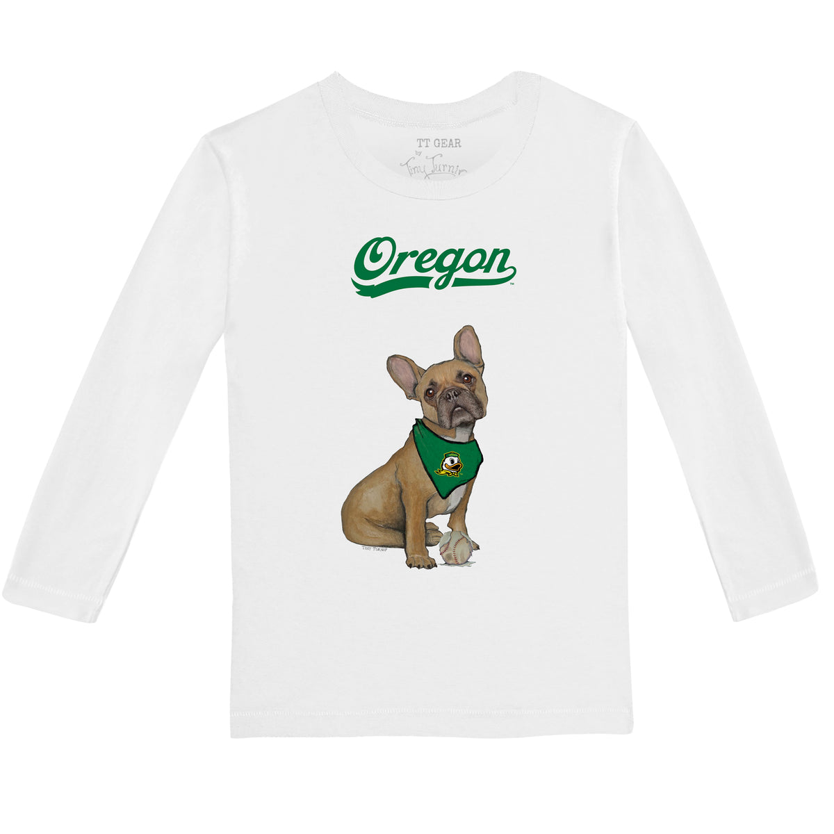 Oregon Ducks French Bulldog Long-Sleeve Tee Shirt