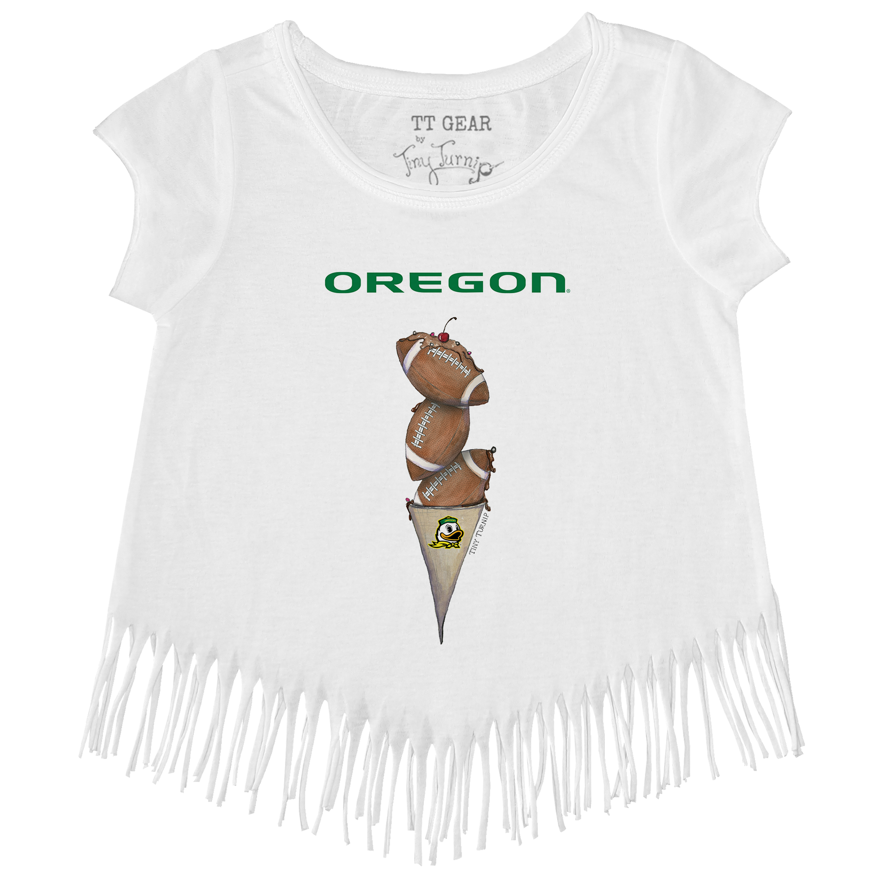 Oregon Ducks Football Triple Scoop Fringe Tee