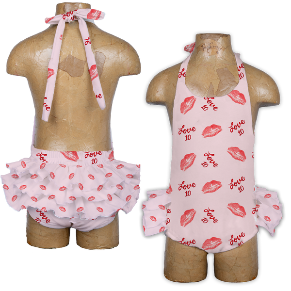 VIP Lipstick w/ Name, Number - Ruffle Romper - Tiny Turnip