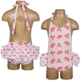 VIP Lipstick w/ Name, Number - Ruffle Romper - Tiny Turnip