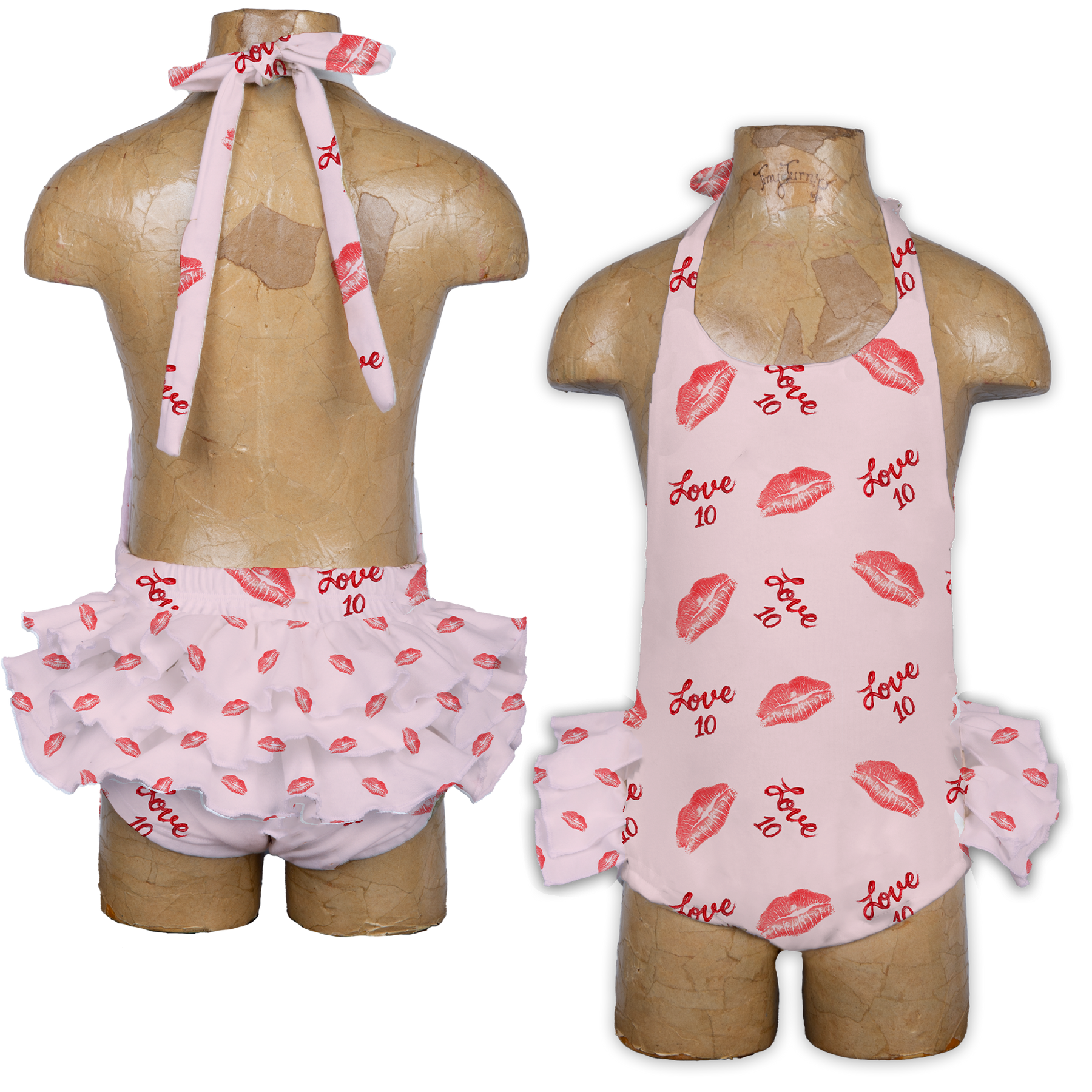 VIP Lipstick w/ Name, Number - Ruffle Romper - Tiny Turnip
