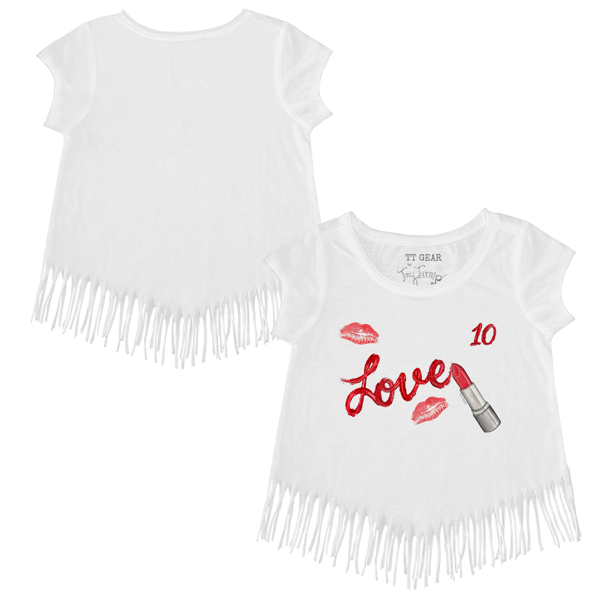 VIP Lipstick w/ Name, Number - Fringe Tee - Tiny Turnip