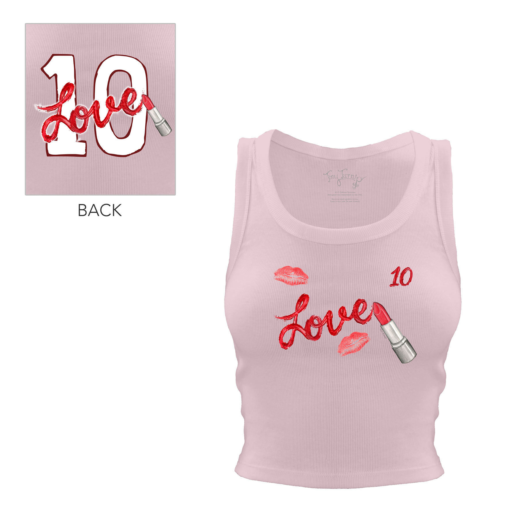 VIP Lipstick w/ Name, Number - Crop Tank - Tiny Turnip