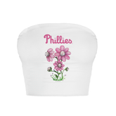 Philadelphia Phillies Blooming Baseballs Crop Tube Top - Tiny Turnip
