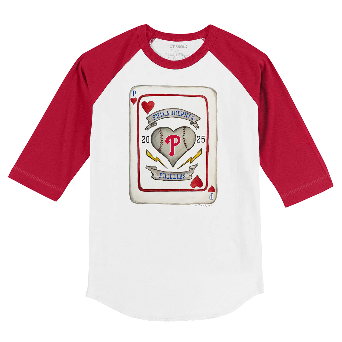 Philadelphia Phillies Card 3/4 Red Sleeve Raglan