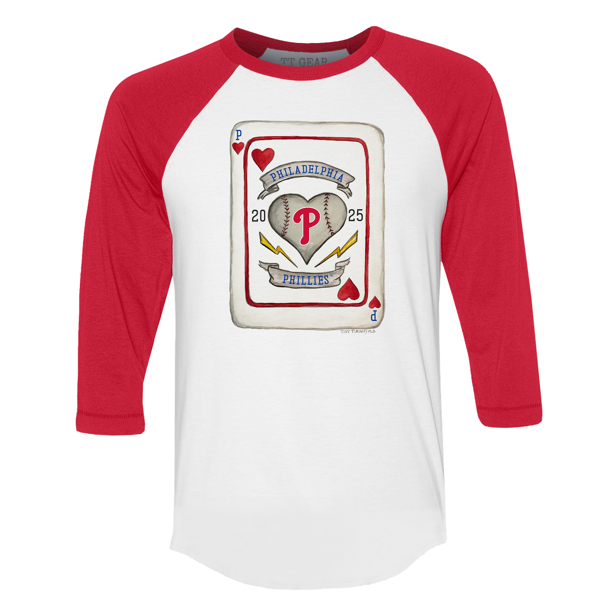Philadelphia Phillies Card 3/4 Red Sleeve Raglan