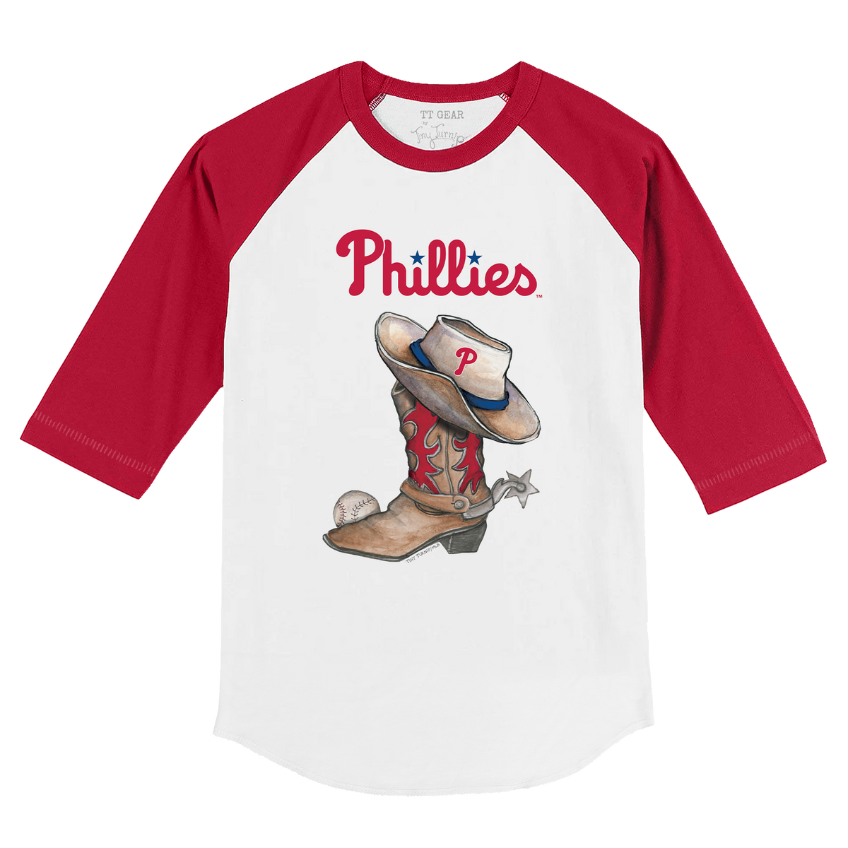 Philadelphia Phillies Cowboy Boot 3/4 Red Sleeve Raglan