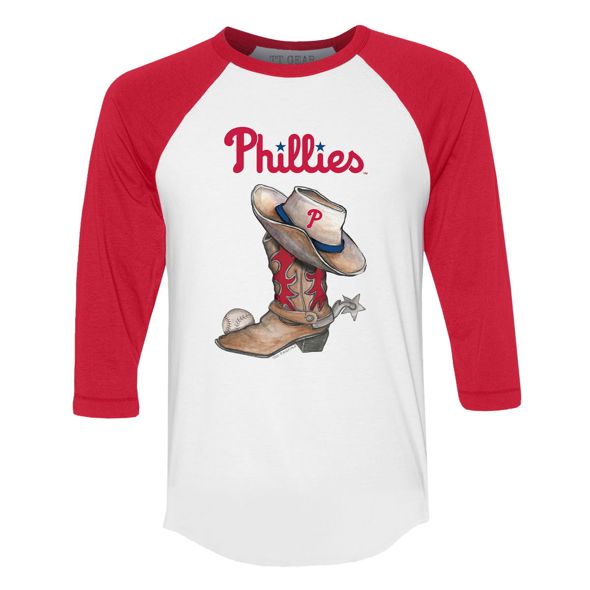 Philadelphia Phillies Cowboy Boot 3/4 Red Sleeve Raglan