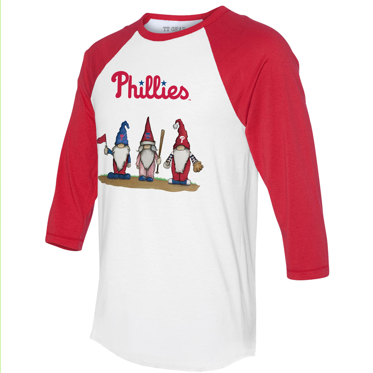 Philadelphia Phillies Gnomes 3/4 Red Sleeve Raglan