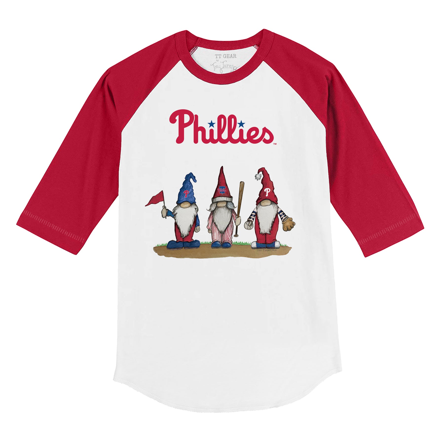 Philadelphia Phillies Gnomes 3/4 Red Sleeve Raglan