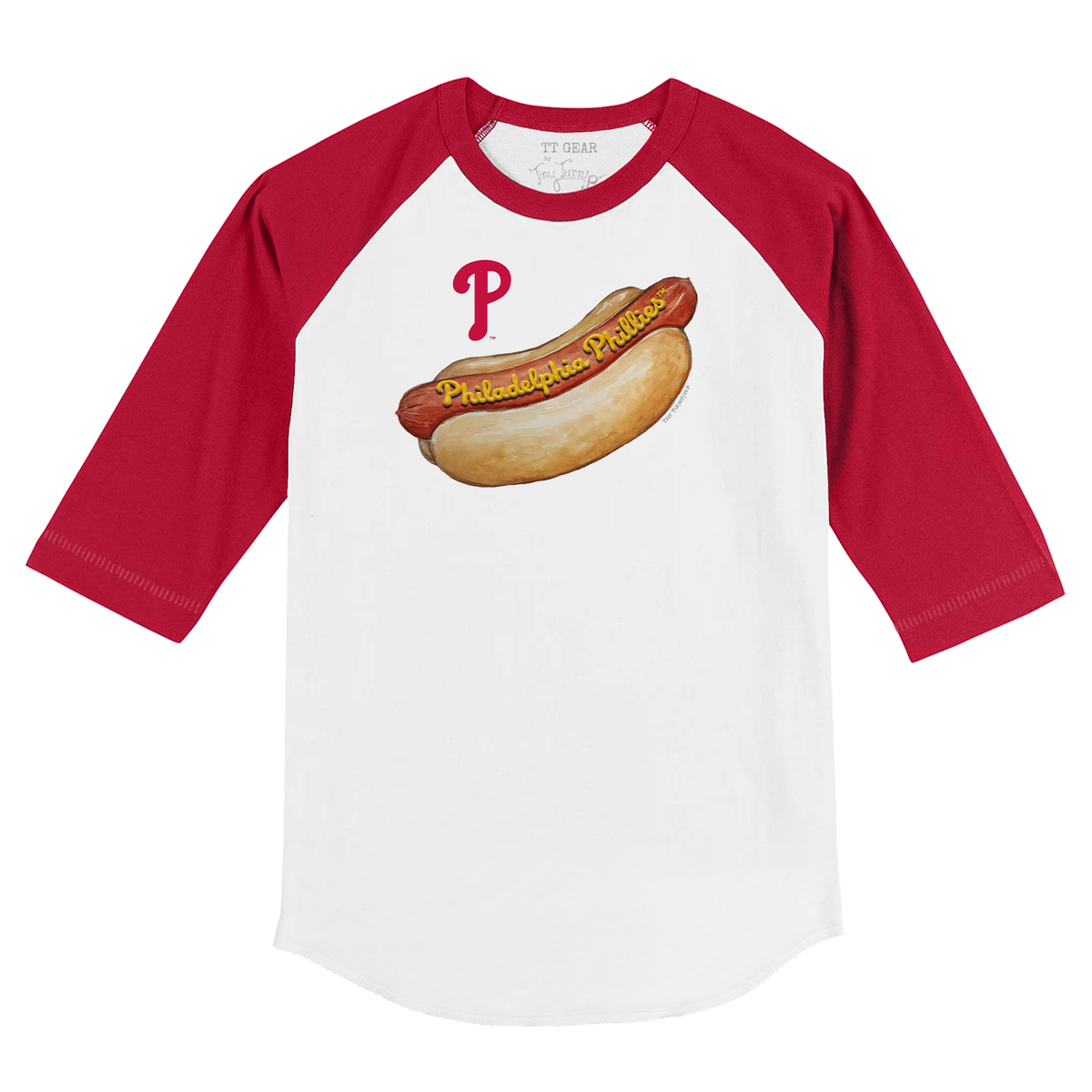 Philadelphia Phillies Hot Dog 3/4 Red Sleeve Raglan