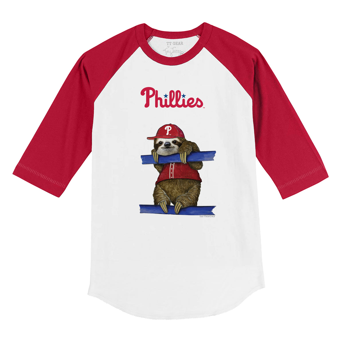 Philadelphia Phillies Sloth 3/4 Red Sleeve Raglan