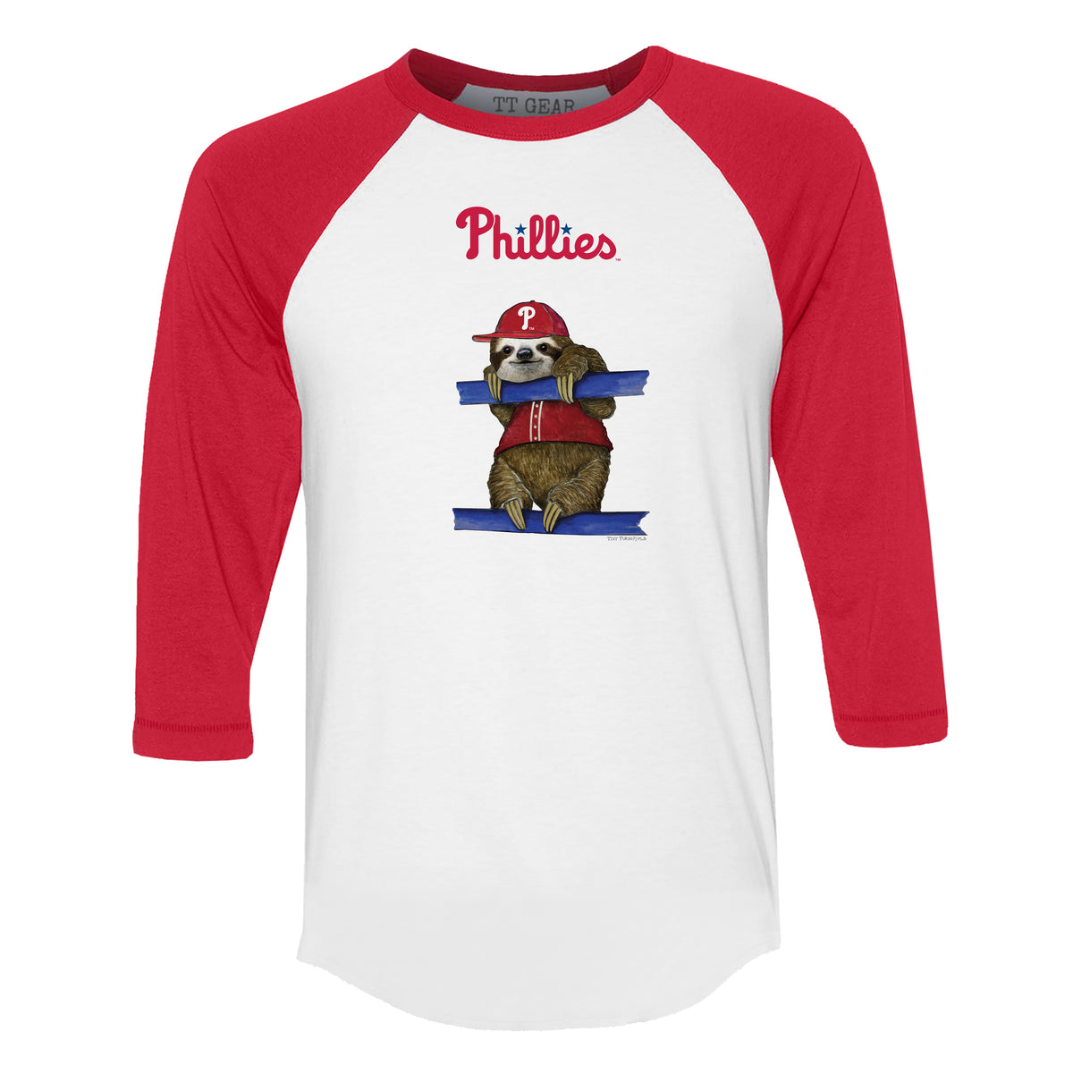 Philadelphia Phillies Sloth 3/4 Red Sleeve Raglan