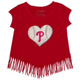 Philadelphia Phillies Stitched Heart Fringe Tee - Tiny Turnip