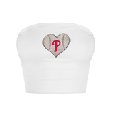 Philadelphia Phillies Stitched Heart Crop Tube Top - Tiny Turnip