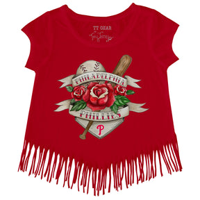 Philadelphia Phillies Tattoo Rose Fringe Tee