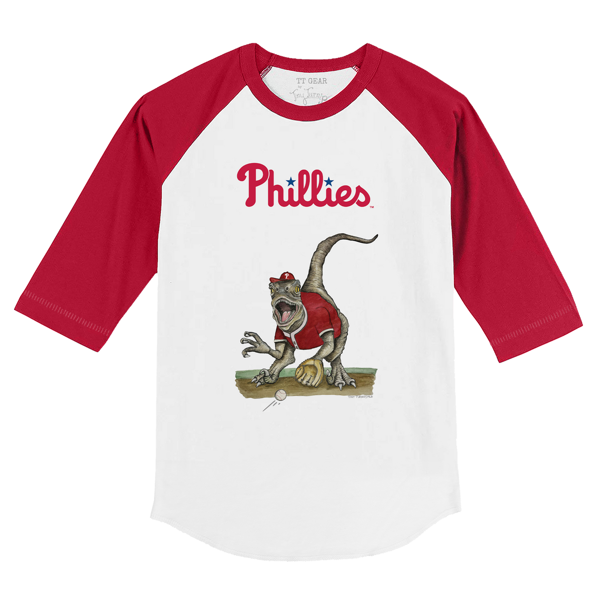 Philadelphia Phillies Velociraptor 3/4 Red Sleeve Raglan