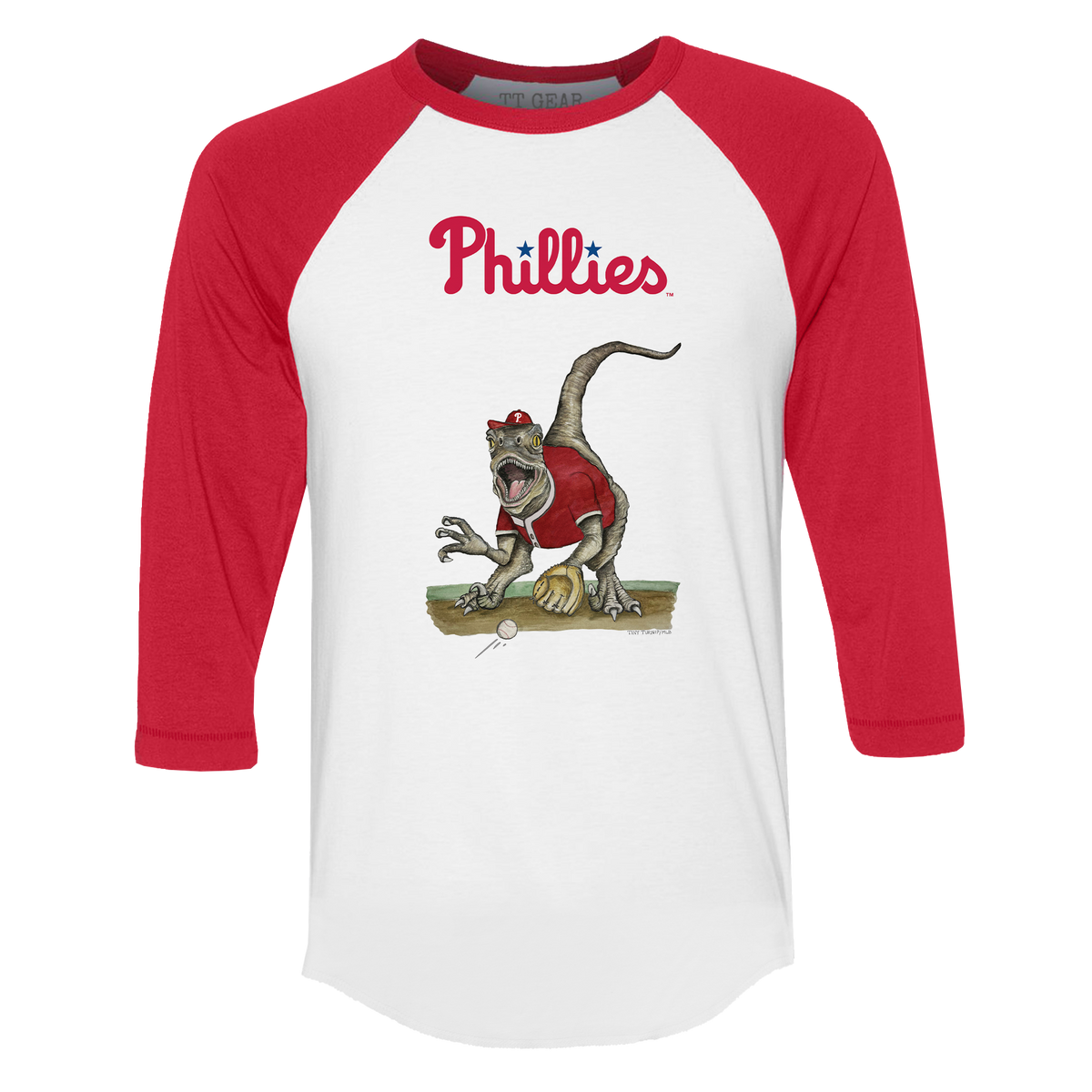 Philadelphia Phillies Velociraptor 3/4 Red Sleeve Raglan