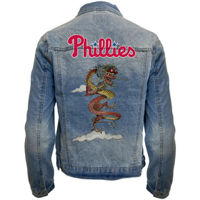 Philadelphia Phillies 2024 Year of the Dragon Distressed Denim Jacket