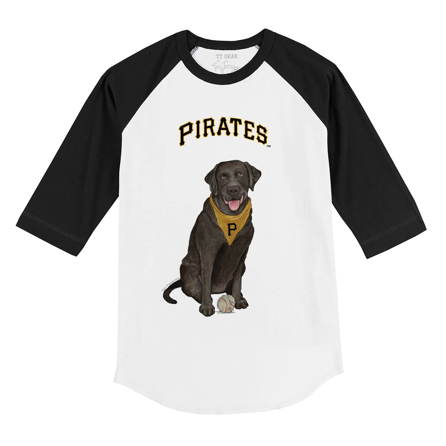Pittsburgh Pirates Black Labrador Retriever 3/4 Black Sleeve Raglan
