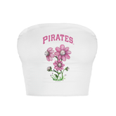 Pittsburgh Pirates Blooming Baseballs Crop Tube Top - Tiny Turnip