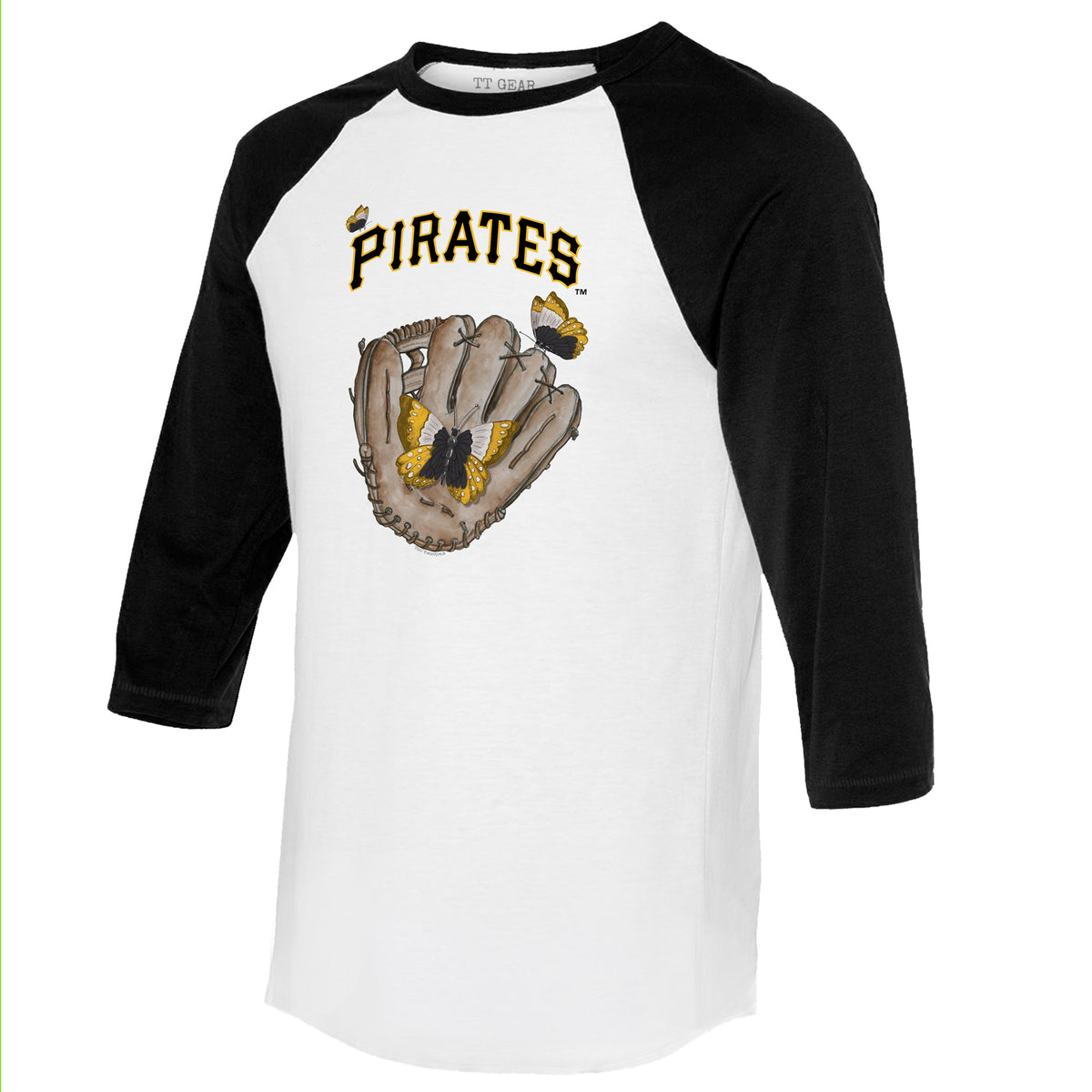 Pittsburgh Pirates Butterfly Glove 3/4 Black Sleeve Raglan