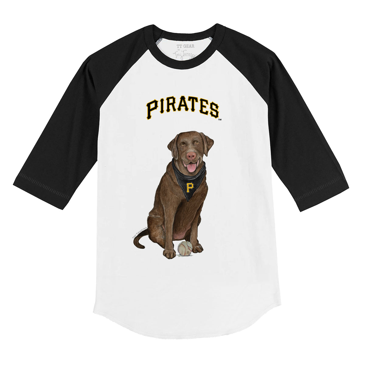 Pittsburgh Pirates Chocolate Labrador Retriever 3/4 Black Sleeve Raglan
