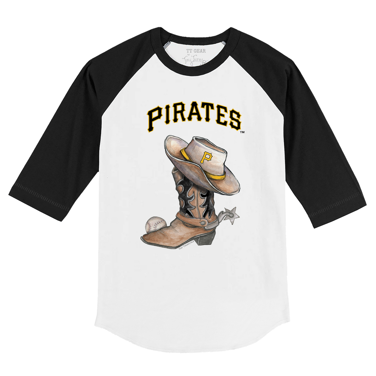 Pittsburgh Pirates Cowboy Boot 3/4 Black Sleeve Raglan