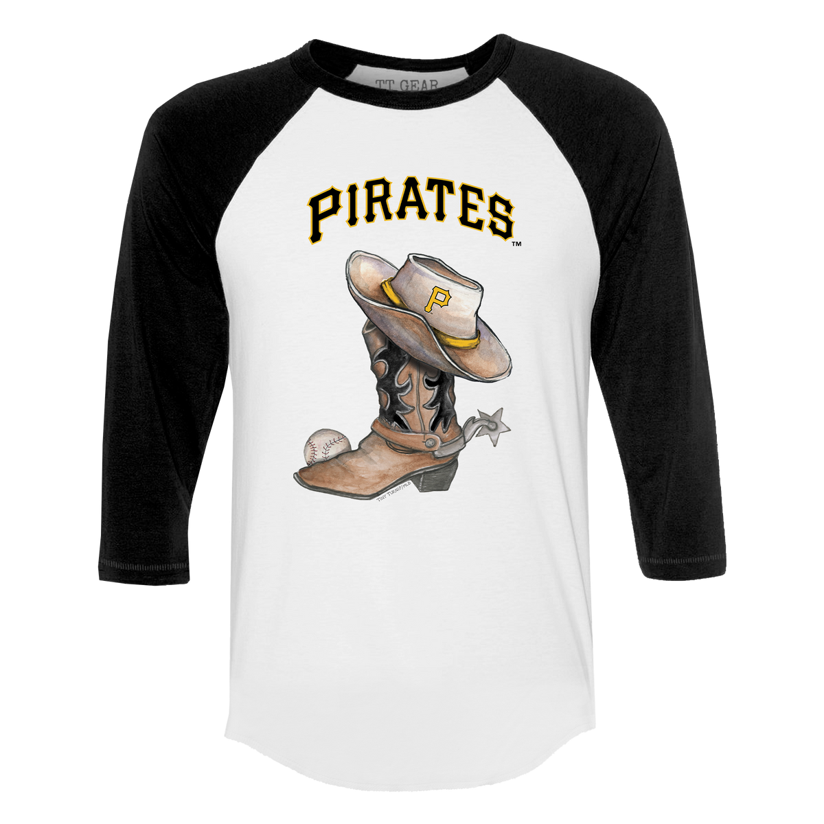 Pittsburgh Pirates Cowboy Boot 3/4 Black Sleeve Raglan