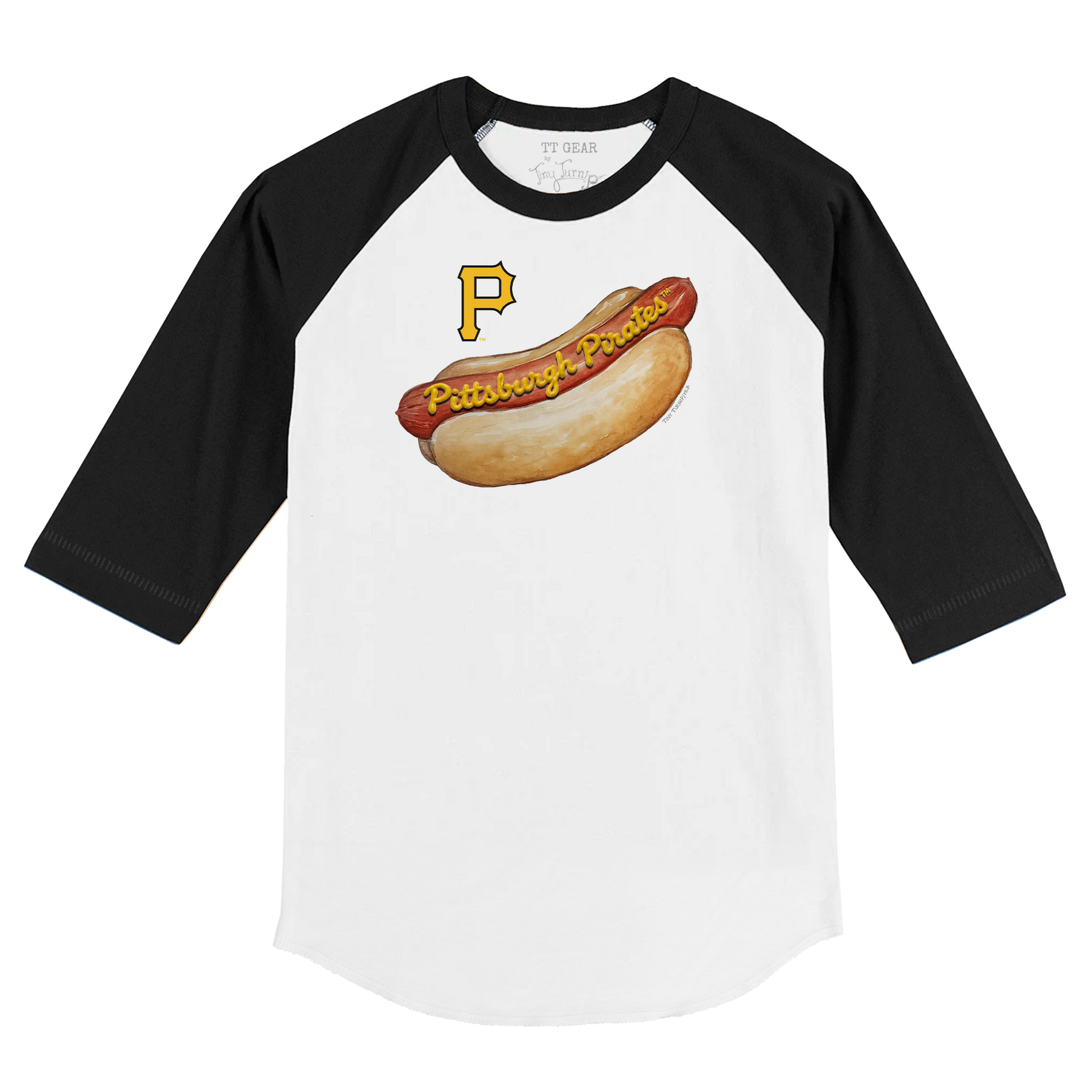 Pittsburgh Pirates Hot Dog 3/4 Black Sleeve Raglan
