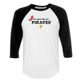 Pittsburgh Pirates Hot Girls 3/4 Black Sleeve Raglan