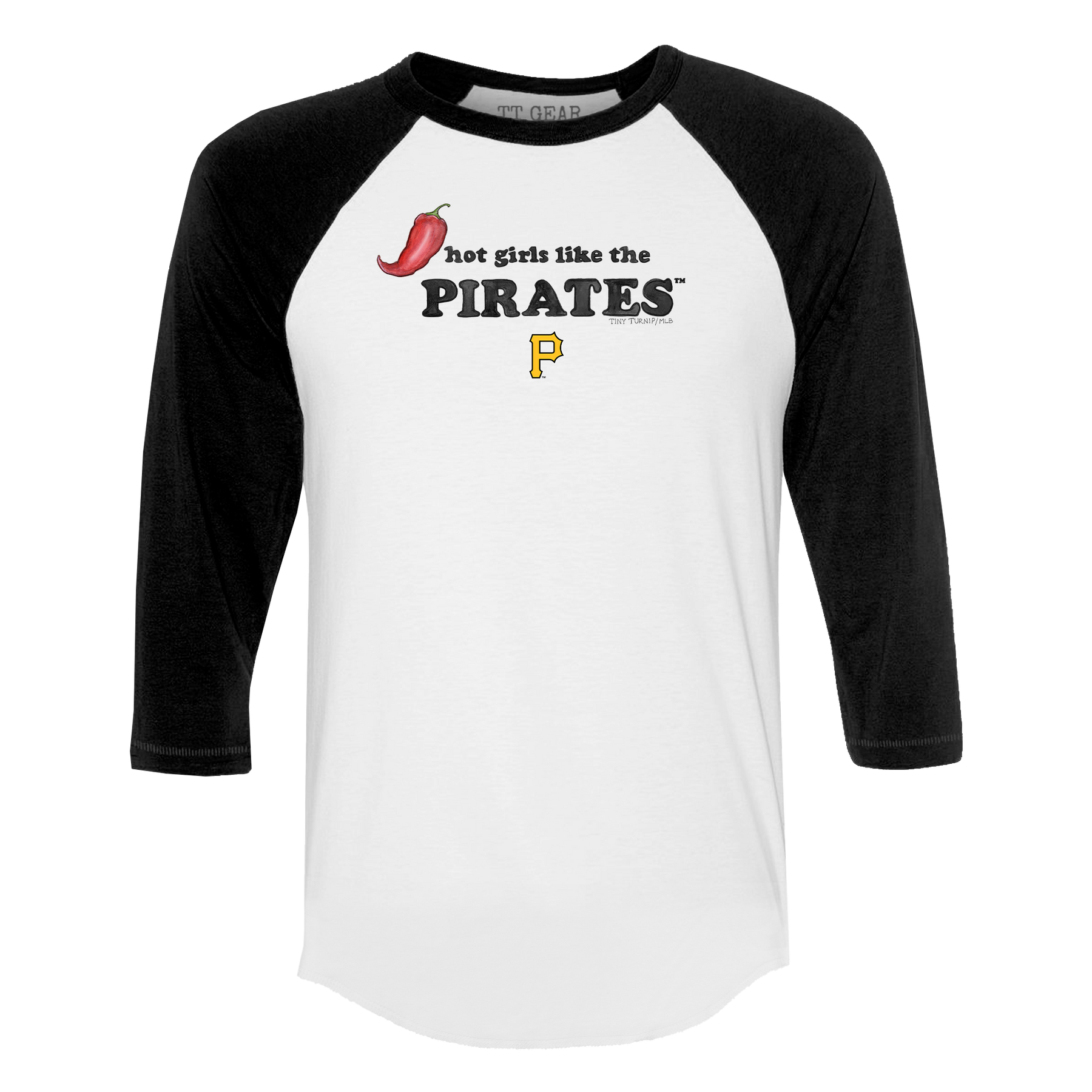Pittsburgh Pirates Hot Girls 3/4 Black Sleeve Raglan
