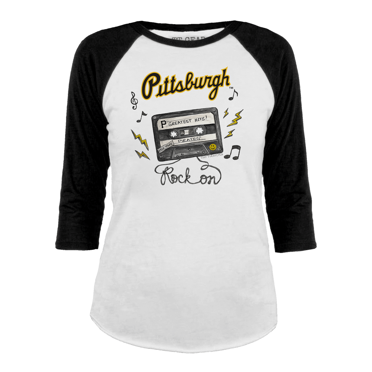 Pittsburgh Pirates Mixtape 3/4 Black Sleeve Raglan