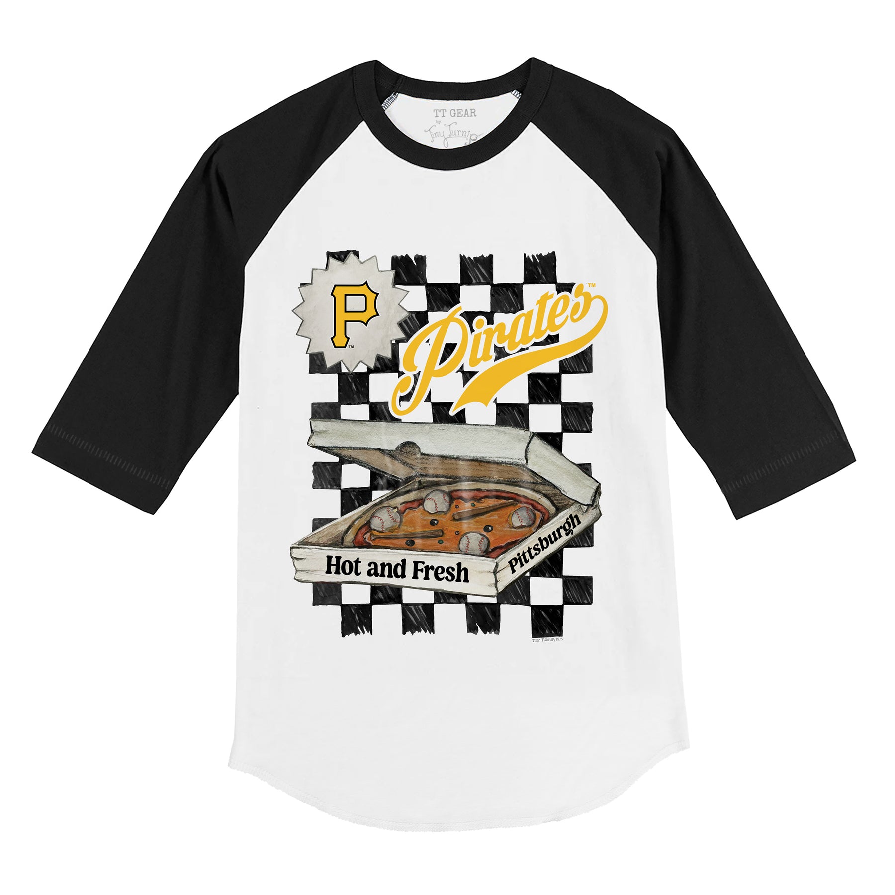 Pittsburgh Pirates Pizza 3/4 Black Sleeve Raglan