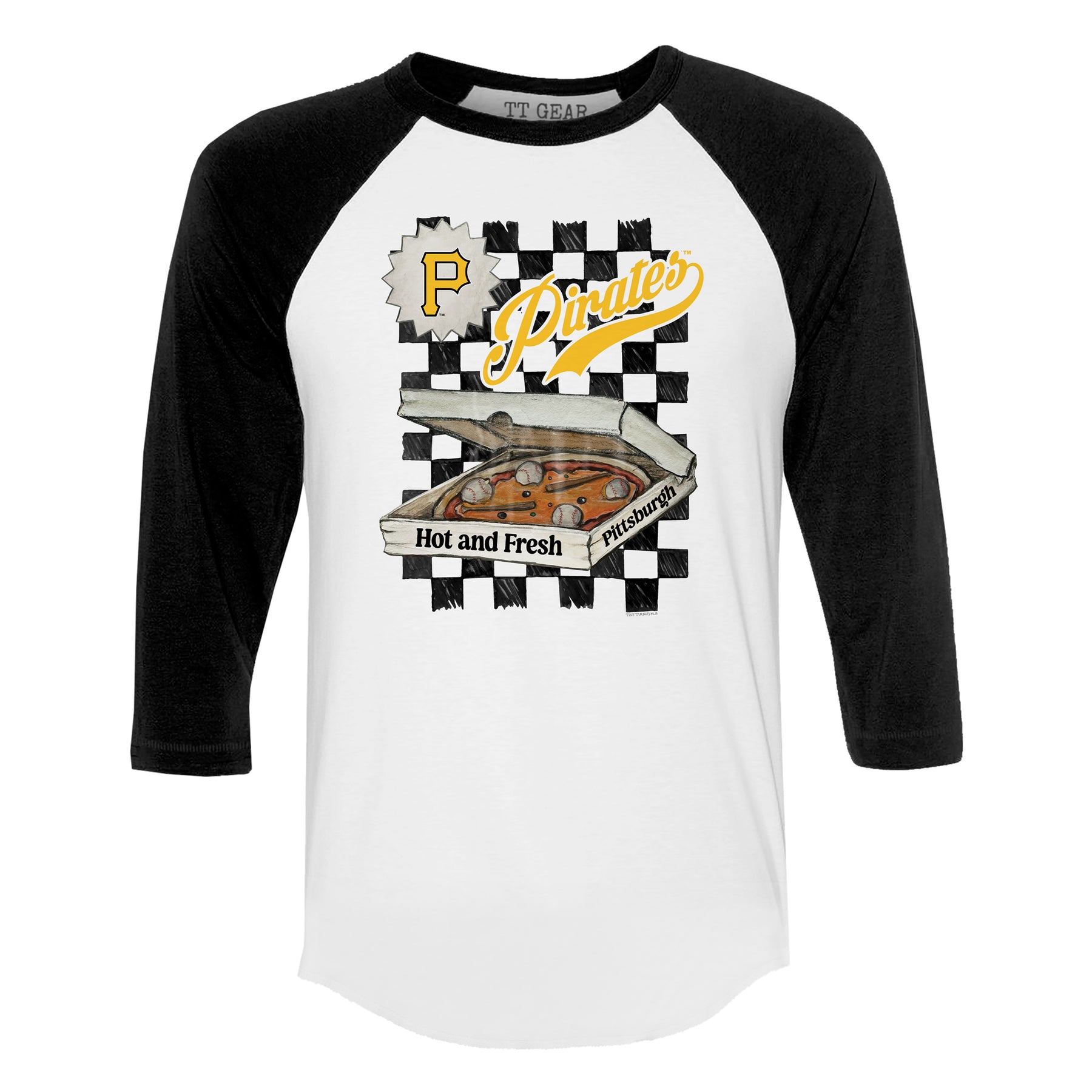 Pittsburgh Pirates Pizza 3/4 Black Sleeve Raglan