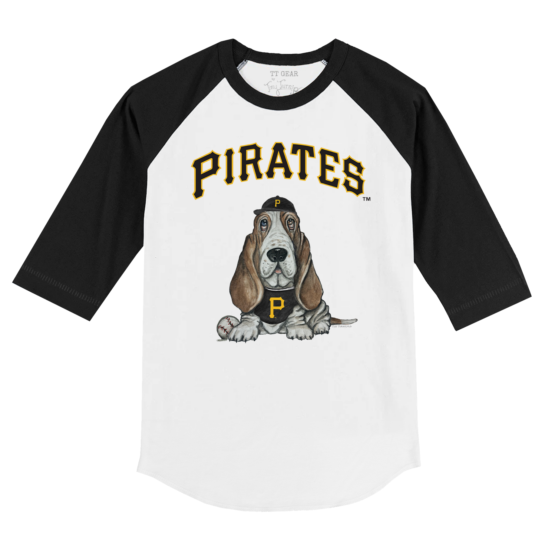 Pittsburgh Pirates Puddy 3/4 Black Sleeve Raglan - Tiny Turnip