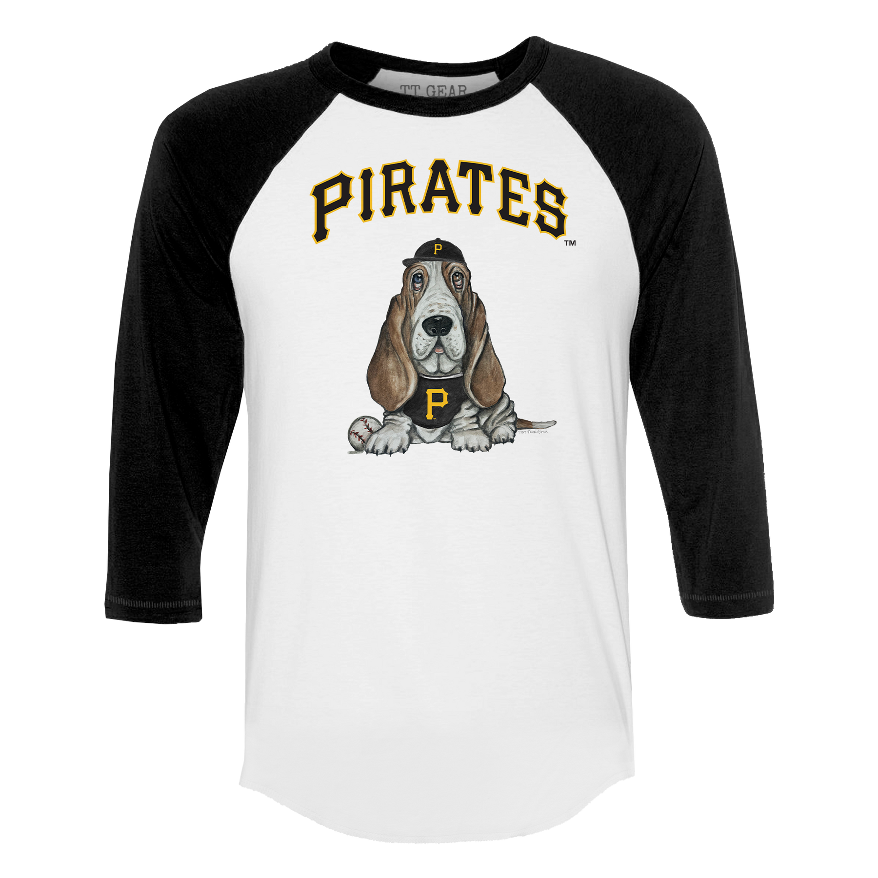 Pittsburgh Pirates Puddy 3/4 Black Sleeve Raglan - Tiny Turnip